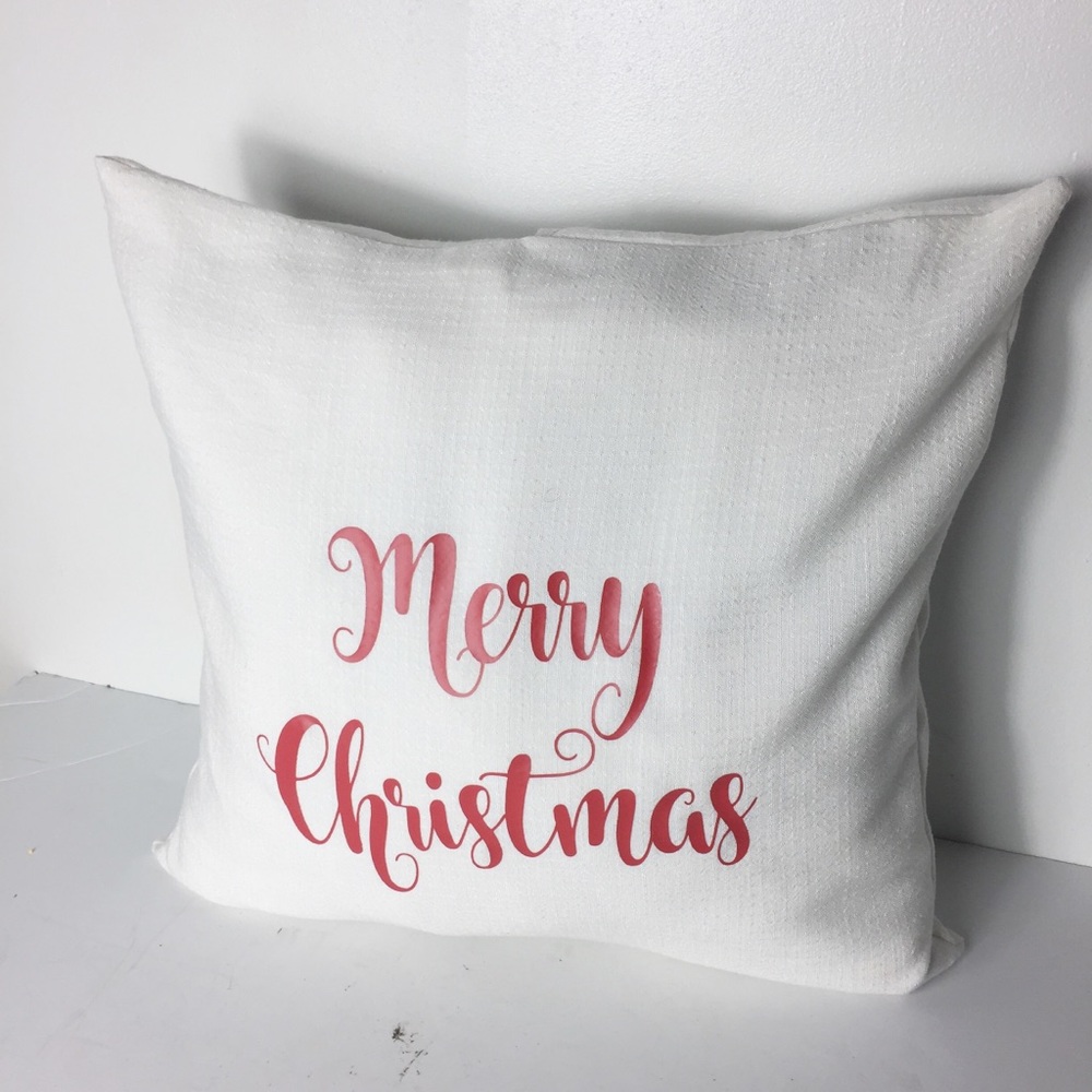 'Merry Christmas' White Pillow Cover